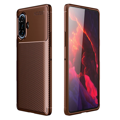 Silicone Candy Rubber TPU Twill Soft Case Cover for Xiaomi Redmi K40 Gaming 5G Brown