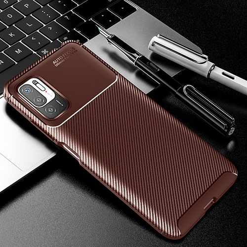 Silicone Candy Rubber TPU Twill Soft Case Cover for Xiaomi Redmi Note 10 5G Brown