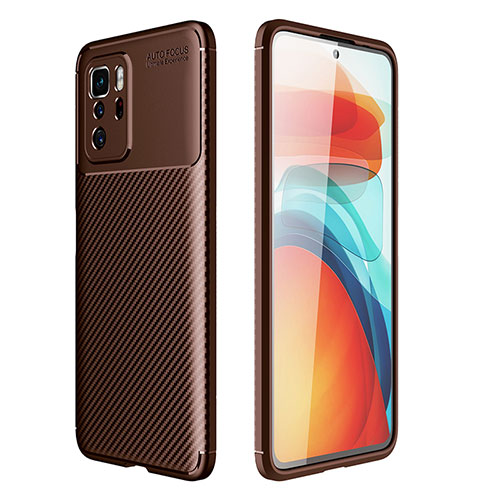 Silicone Candy Rubber TPU Twill Soft Case Cover for Xiaomi Redmi Note 10 Pro 5G Brown