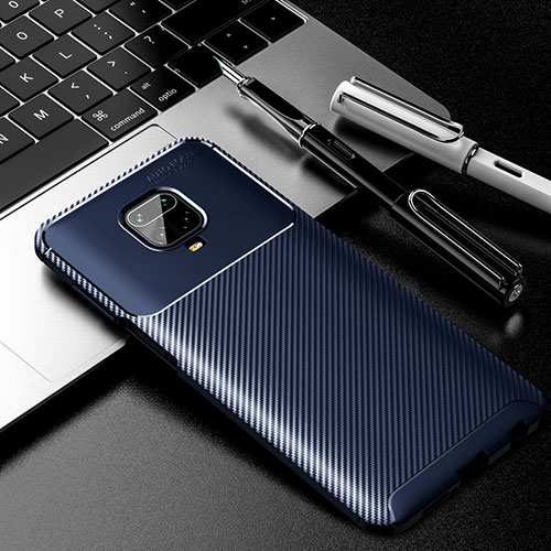 Silicone Candy Rubber TPU Twill Soft Case Cover for Xiaomi Redmi Note 9 Pro Blue