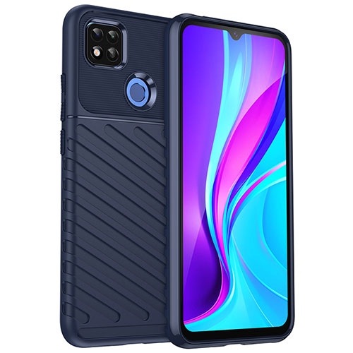 Silicone Candy Rubber TPU Twill Soft Case Cover MF1 for Xiaomi Redmi 9 Activ Blue