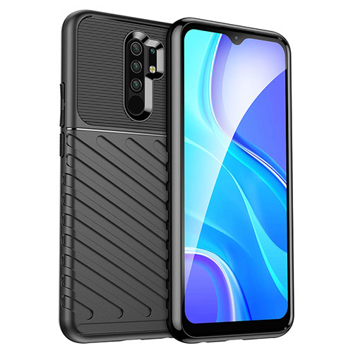 Silicone Candy Rubber TPU Twill Soft Case Cover MF1 for Xiaomi Redmi 9 Black