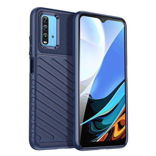 Silicone Candy Rubber TPU Twill Soft Case Cover MF1 for Xiaomi Redmi 9 Power Blue