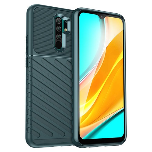 Silicone Candy Rubber TPU Twill Soft Case Cover MF1 for Xiaomi Redmi 9 Prime India Green