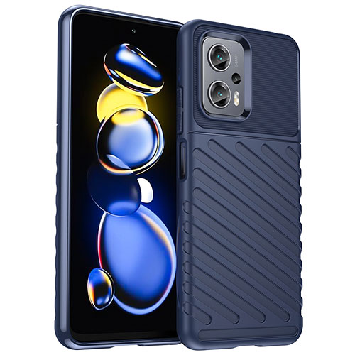 Silicone Candy Rubber TPU Twill Soft Case Cover MF1 for Xiaomi Redmi Note 11T Pro+ Plus 5G Blue