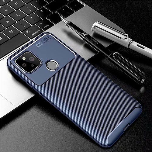 Silicone Candy Rubber TPU Twill Soft Case Cover S01 for Google Pixel 5 Blue