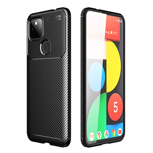 Silicone Candy Rubber TPU Twill Soft Case Cover S01 for Google Pixel 5a 5G Black