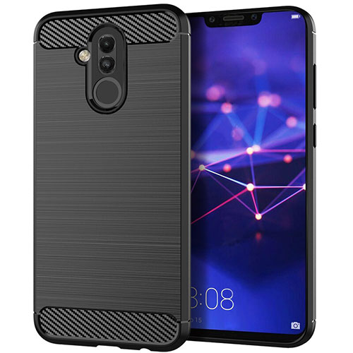 Silicone Candy Rubber TPU Twill Soft Case Cover S01 for Huawei Mate 20 Lite Black