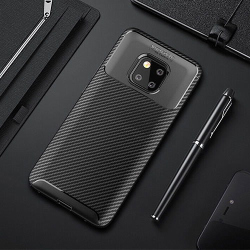 Silicone Candy Rubber TPU Twill Soft Case Cover S01 for Huawei Mate 20 Pro Black