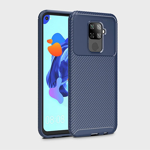 Silicone Candy Rubber TPU Twill Soft Case Cover S01 for Huawei Mate 30 Lite Blue