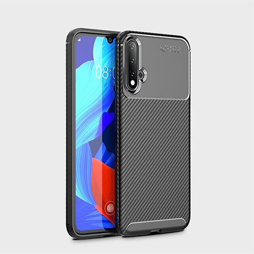 Silicone Candy Rubber TPU Twill Soft Case Cover S01 for Huawei Nova 5 Black