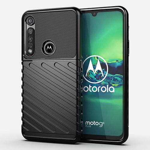 Silicone Candy Rubber TPU Twill Soft Case Cover S01 for Motorola Moto G8 Plus Black