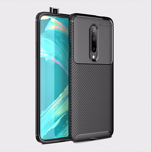 Silicone Candy Rubber TPU Twill Soft Case Cover S01 for OnePlus 7 Pro Black