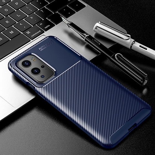 Silicone Candy Rubber TPU Twill Soft Case Cover S01 for OnePlus 9 Pro 5G Blue