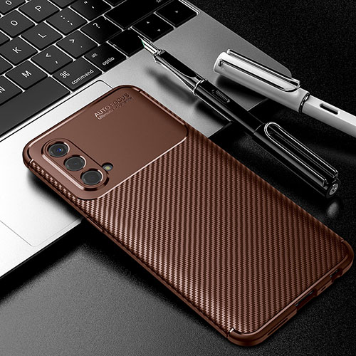 Silicone Candy Rubber TPU Twill Soft Case Cover S01 for OnePlus Nord CE 5G Brown