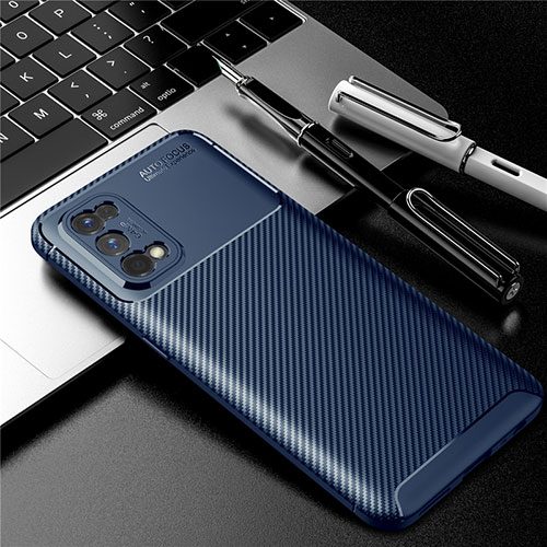 Silicone Candy Rubber TPU Twill Soft Case Cover S01 for Realme 7 Pro Blue