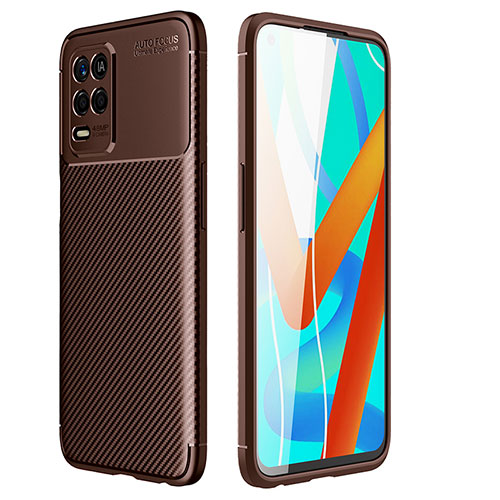 Silicone Candy Rubber TPU Twill Soft Case Cover S01 for Realme 8s 5G Brown