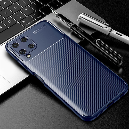 Silicone Candy Rubber TPU Twill Soft Case Cover S01 for Samsung Galaxy A22 4G Blue