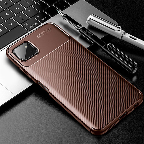 Silicone Candy Rubber TPU Twill Soft Case Cover S01 for Samsung Galaxy A22s 5G Brown