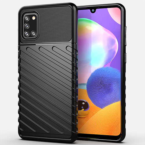 Silicone Candy Rubber TPU Twill Soft Case Cover S01 for Samsung Galaxy A31 Black