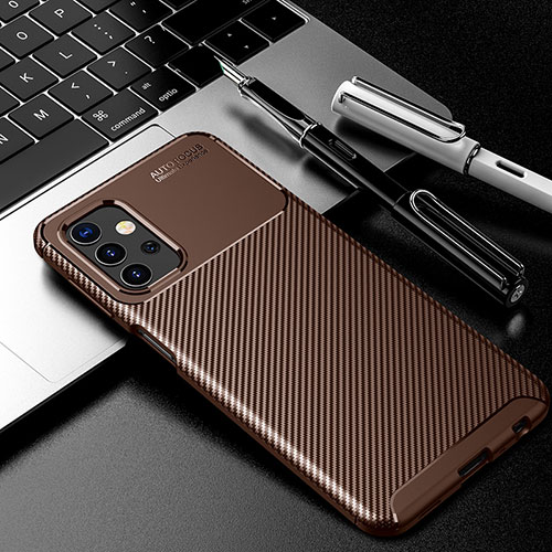 Silicone Candy Rubber TPU Twill Soft Case Cover S01 for Samsung Galaxy A32 5G Brown