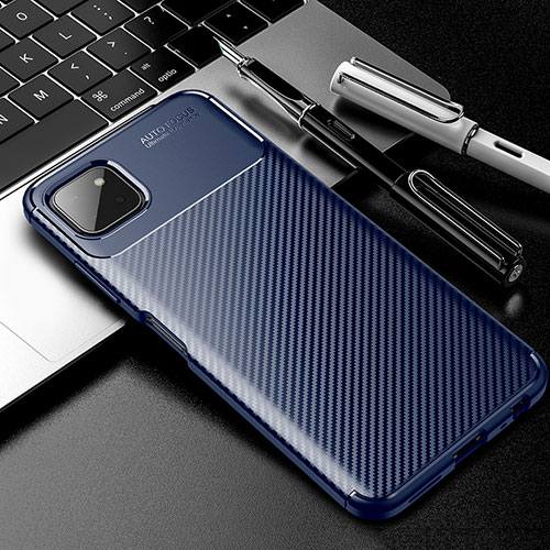 Silicone Candy Rubber TPU Twill Soft Case Cover S01 for Samsung Galaxy F42 5G Blue