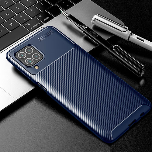 Silicone Candy Rubber TPU Twill Soft Case Cover S01 for Samsung Galaxy F62 5G Blue