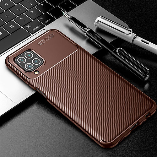 Silicone Candy Rubber TPU Twill Soft Case Cover S01 for Samsung Galaxy M32 4G Brown