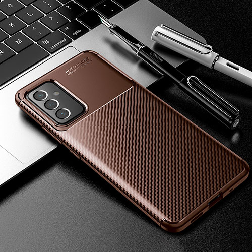 Silicone Candy Rubber TPU Twill Soft Case Cover S01 for Samsung Galaxy Quantum2 5G Brown