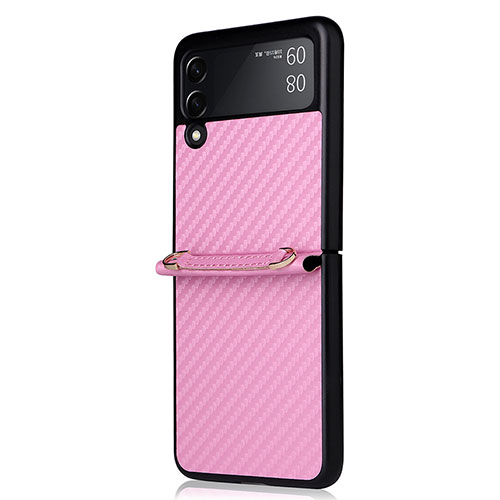 Silicone Candy Rubber TPU Twill Soft Case Cover S01 for Samsung Galaxy Z Flip3 5G Rose Gold