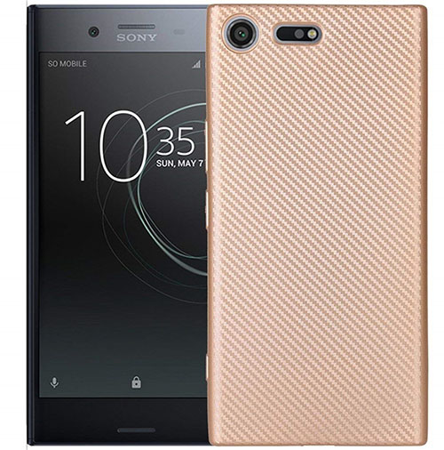 Silicone Candy Rubber TPU Twill Soft Case Cover S01 for Sony Xperia XZ1 Compact Gold