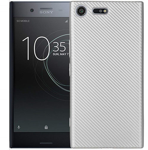 Silicone Candy Rubber TPU Twill Soft Case Cover S01 for Sony Xperia XZ1 Compact Silver