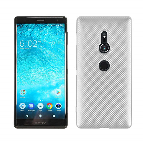 Silicone Candy Rubber TPU Twill Soft Case Cover S01 for Sony Xperia XZ2 Silver