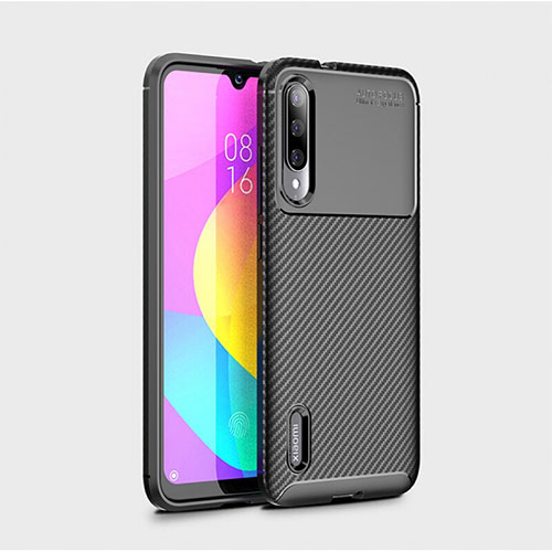 Silicone Candy Rubber TPU Twill Soft Case Cover S01 for Xiaomi Mi A3 Black