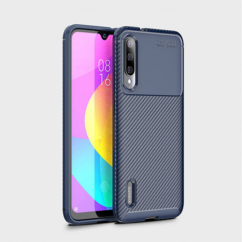 Silicone Candy Rubber TPU Twill Soft Case Cover S01 for Xiaomi Mi A3 Blue