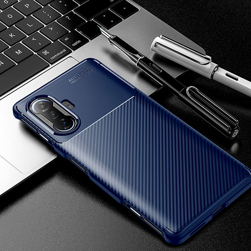 Silicone Candy Rubber TPU Twill Soft Case Cover S01 for Xiaomi Poco F3 GT 5G Blue