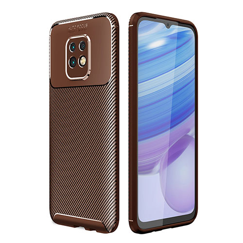 Silicone Candy Rubber TPU Twill Soft Case Cover S01 for Xiaomi Redmi 10X 5G Brown