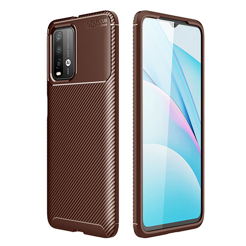 Silicone Candy Rubber TPU Twill Soft Case Cover S01 for Xiaomi Redmi 9 Power Brown