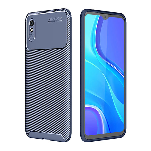 Silicone Candy Rubber TPU Twill Soft Case Cover S01 for Xiaomi Redmi 9A Blue