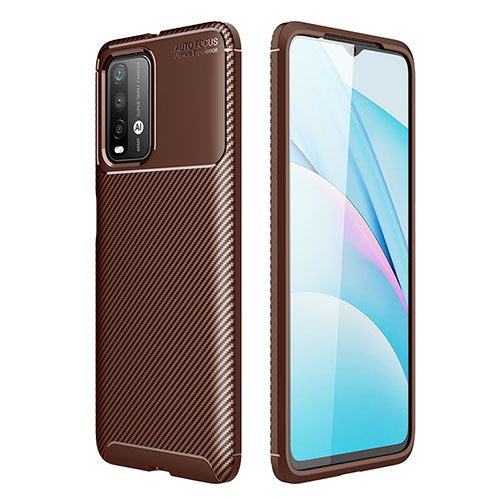 Silicone Candy Rubber TPU Twill Soft Case Cover S01 for Xiaomi Redmi 9T 4G Brown