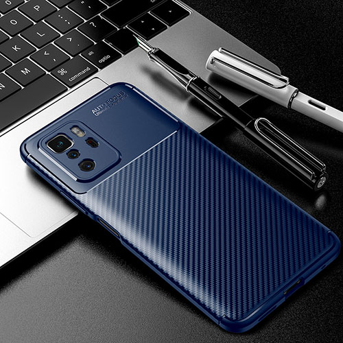 Silicone Candy Rubber TPU Twill Soft Case Cover S01 for Xiaomi Redmi Note 10 Pro 5G Blue