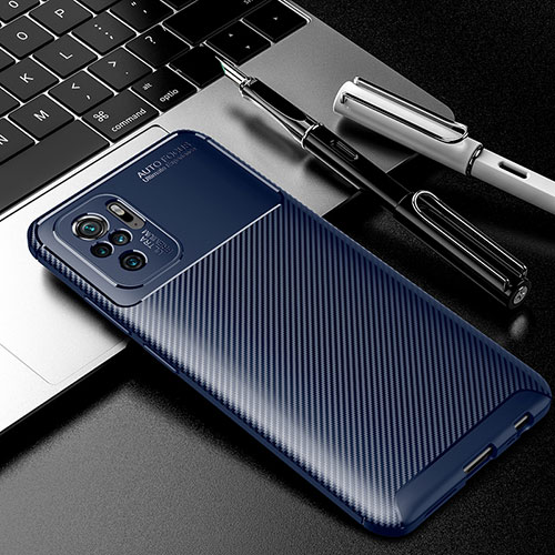 Silicone Candy Rubber TPU Twill Soft Case Cover S01 for Xiaomi Redmi Note 10S 4G Blue