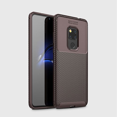 Silicone Candy Rubber TPU Twill Soft Case Cover S03 for Huawei Mate 20 Brown