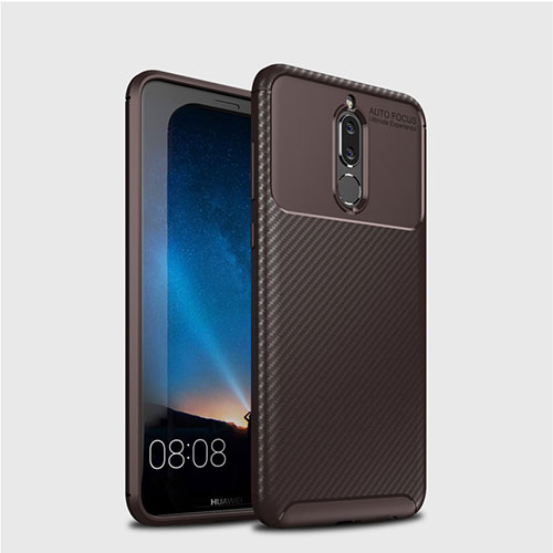 Silicone Candy Rubber TPU Twill Soft Case Cover S03 for Huawei Nova 2i Brown