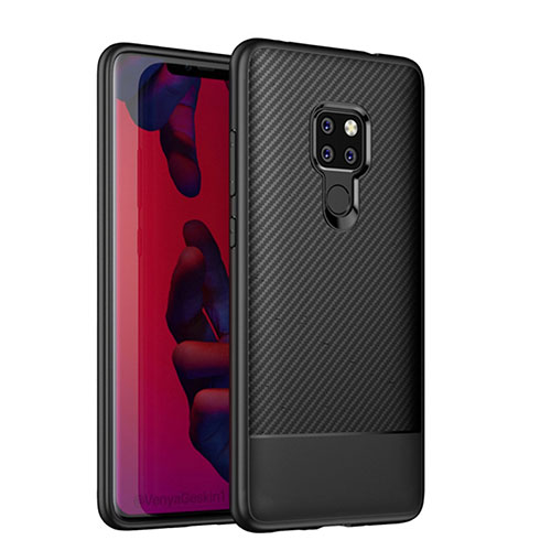 Silicone Candy Rubber TPU Twill Soft Case Cover S04 for Huawei Mate 20 Black