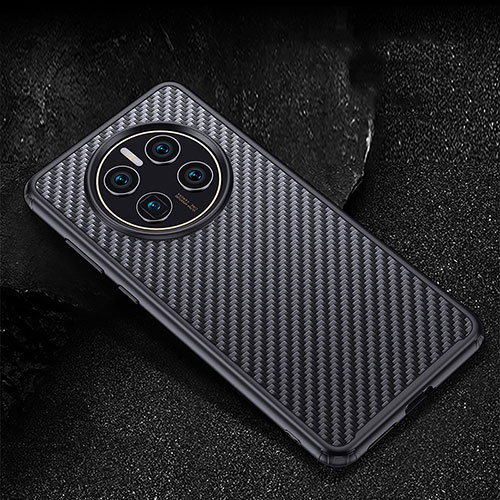 Silicone Candy Rubber TPU Twill Soft Case Cover T01 for Huawei Mate 50 Black