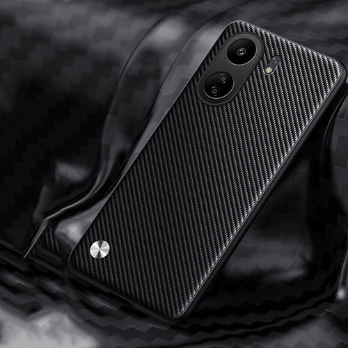 Silicone Candy Rubber TPU Twill Soft Case Cover T01 for Xiaomi Redmi 13C Black