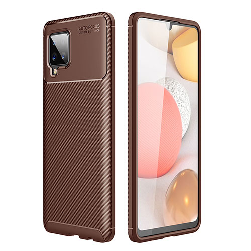 Silicone Candy Rubber TPU Twill Soft Case Cover WL1 for Samsung Galaxy A42 5G Brown