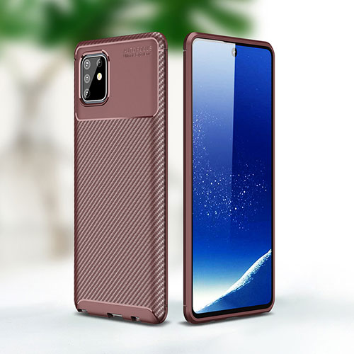 Silicone Candy Rubber TPU Twill Soft Case Cover WL1 for Samsung Galaxy A81 Brown