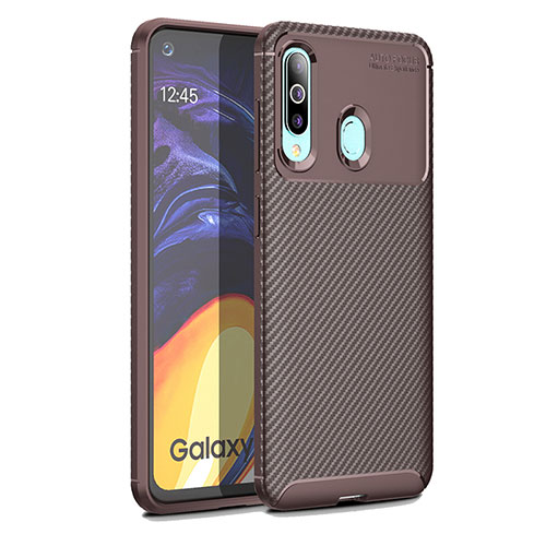 Silicone Candy Rubber TPU Twill Soft Case Cover WL1 for Samsung Galaxy M40 Brown